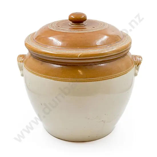 Large Vintage Lidded Stoneware Crock
