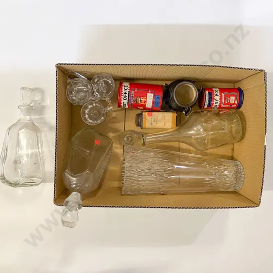 Quantity of Assorted Glassware together with two Vintage Post Office Money Boxes