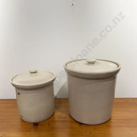Two Vintage Timaru Potteries Stoneware Jars