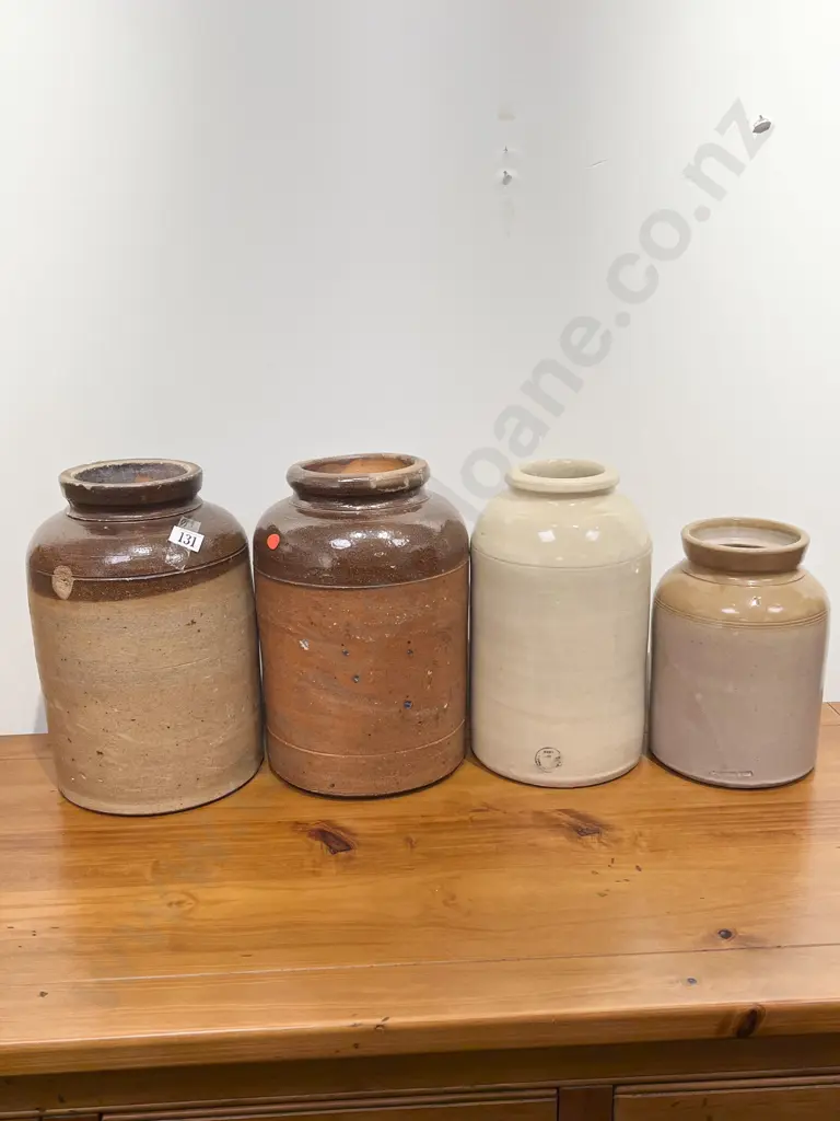 Four Assorted Stoneware Crocks Image 1++