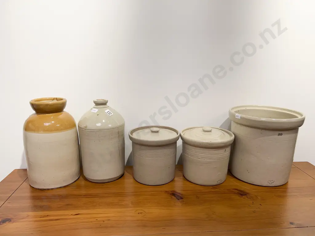 Five Assorted Stoneware Jars & Crocks etc (A/F) Image 1++