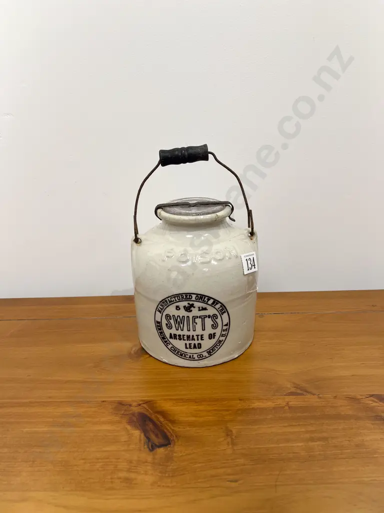 Vintage American Stoneware Poison Jar Image 1++