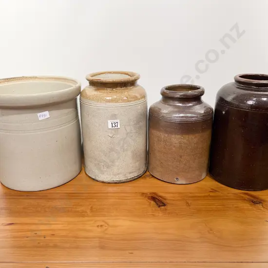 Three Assorted Stoneware Crocks together with Jar