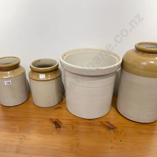 Three Assorted Stoneware Crocks together with Jar