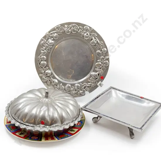 Three White Metal Dishes and other