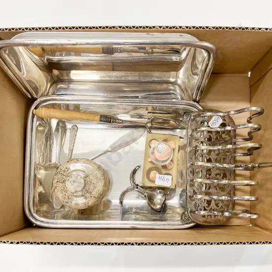 Silver Plate Entree Dish Toast Rack & Assorted