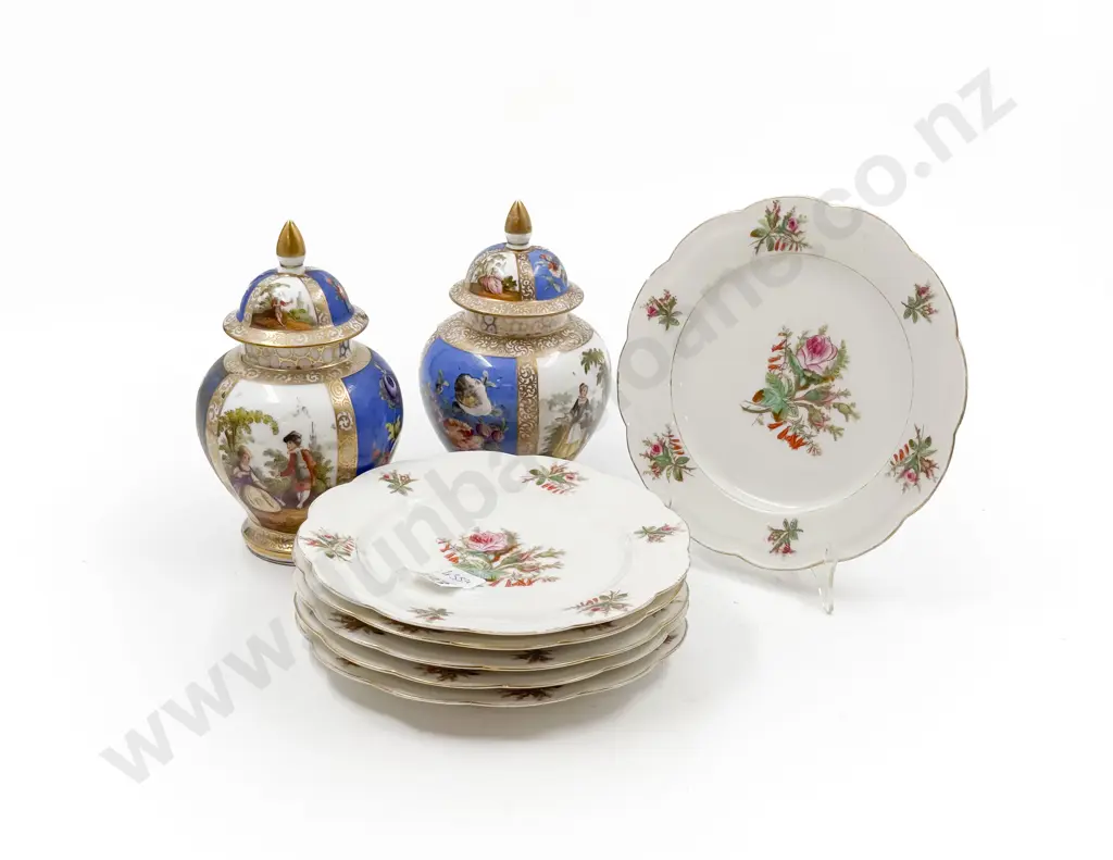 Vict Dessert Plate & Pair Vases Image 1++