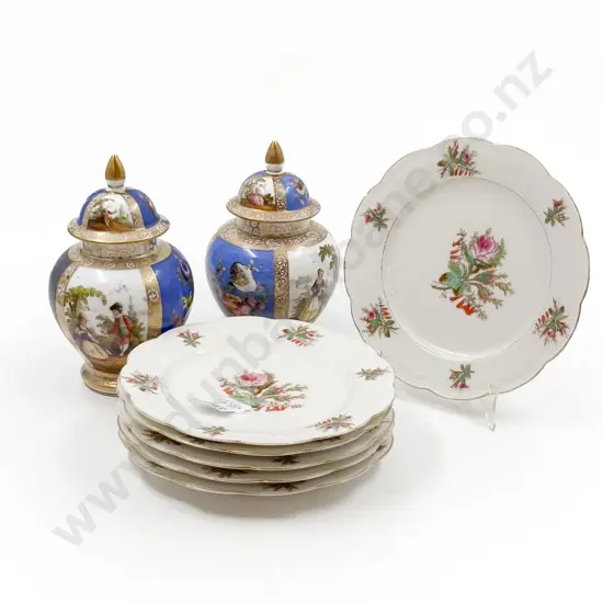 Vict Dessert Plate & Pair Vases