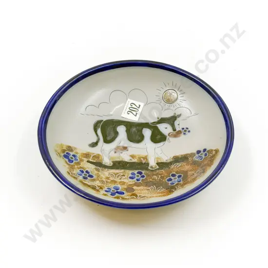Salt Glaze Cow Pattern Dish