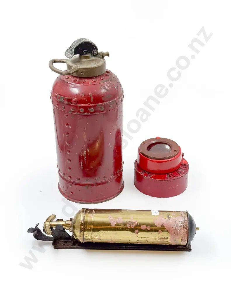 Vintage Fire Extinguisher with Two Fire Alarm Cases etc Image 1++