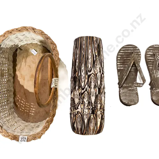 Punga Vase together with Ornamental Jandals & Basket