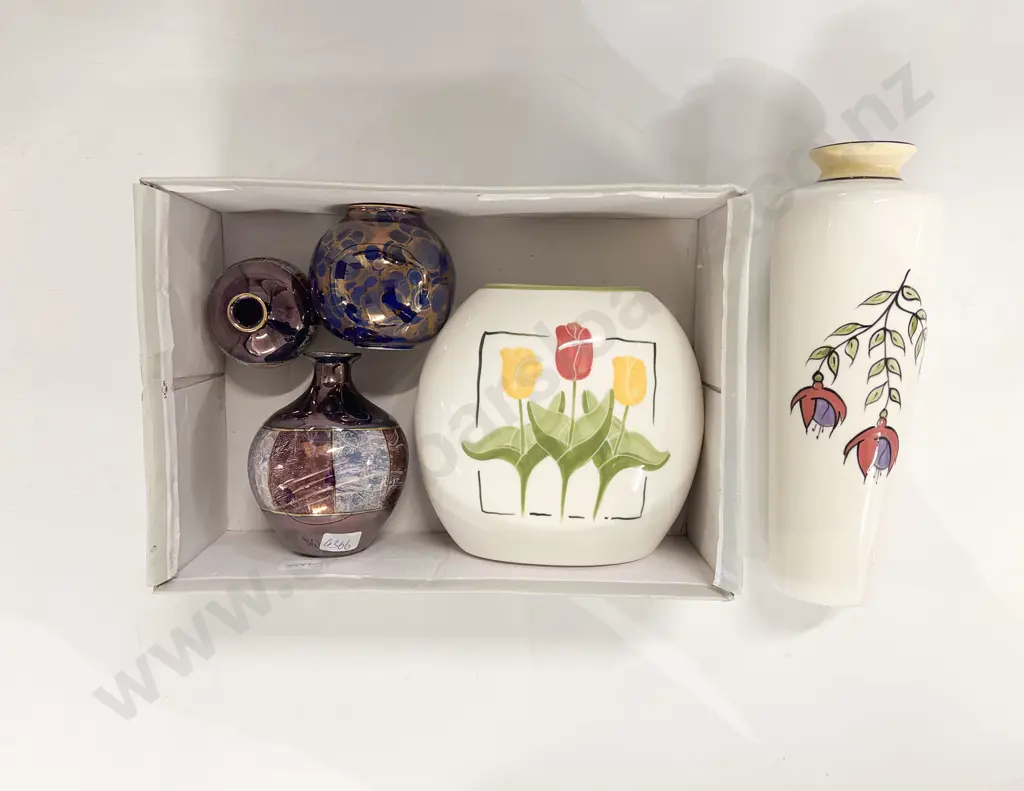 Three Lustre Vases & Two Others Image 1++