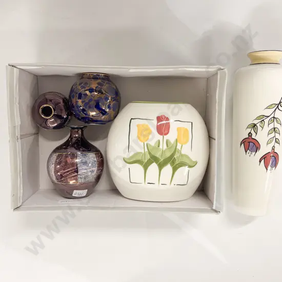 Three Lustre Vases & Two Others