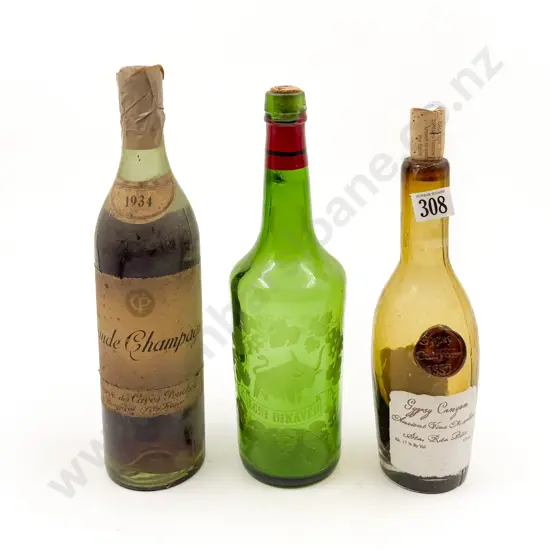 Vintage Bottle of Grand Champagne & Two Vintage Bottles