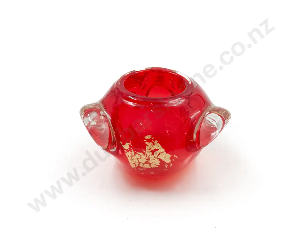 Unsigned Gold Leaf Art Glass Small Vase Image 1++