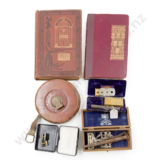 Vintage Tape Measure together with Two Vintage Books Razor Lighter & Cufflinks