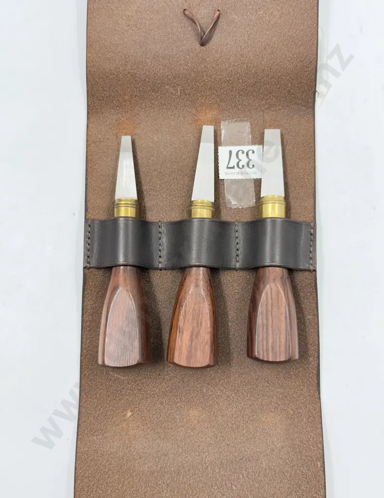 English Rosewood & Brass Handled Turn Screw Set in Leather Case Image 1++