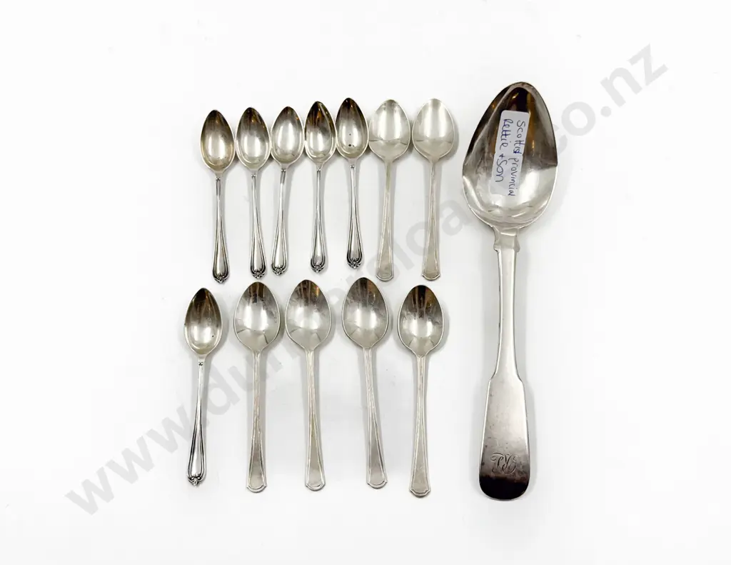 Scottish Provincial Rettie & Son Silver Spoon together with Two Sets of Six S/S Teaspoons Image 1++