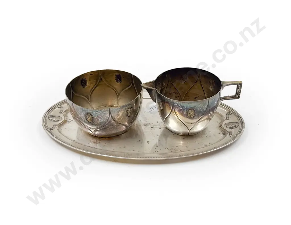 WMF Sugar & Cream Set on Matching Oval Tray Image 1++