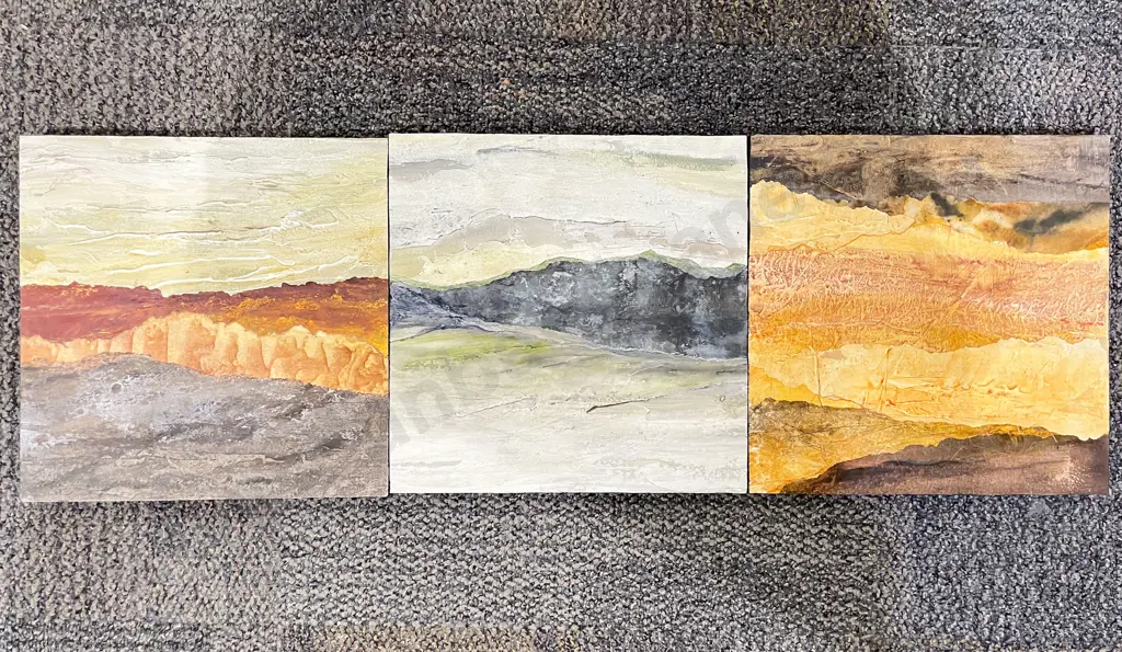Doreen McNeil - Set of Three Mixed Media Abstract Landscapes Image 1++