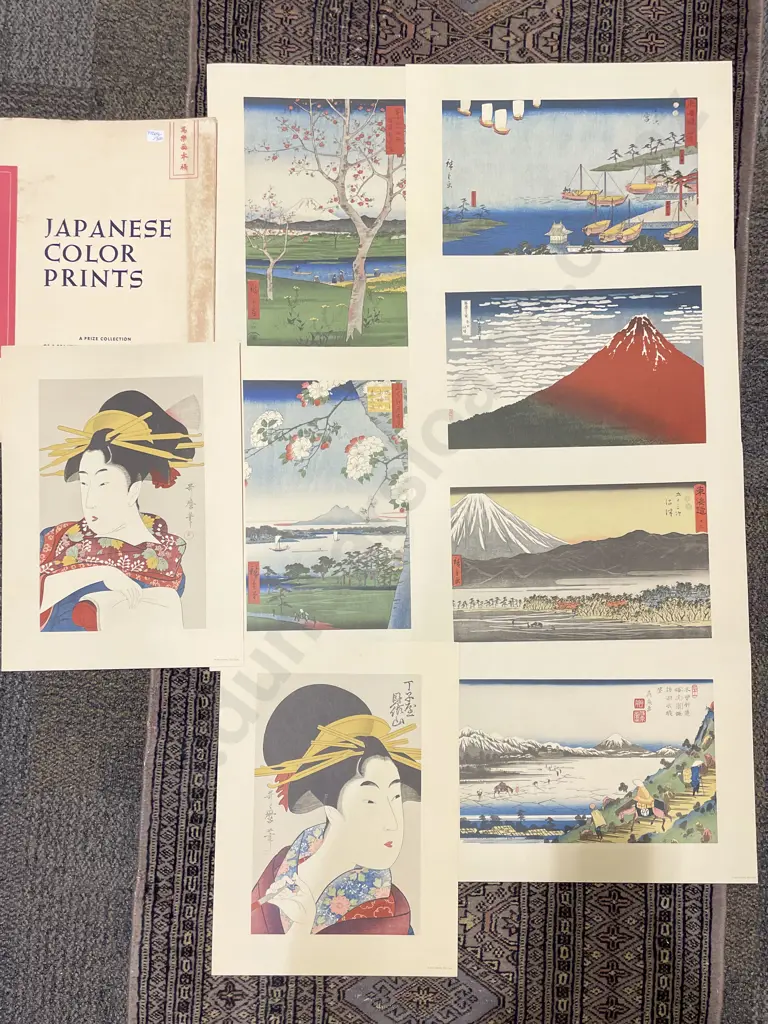Folio of Eight Reproduction Japanese Woodblock Prints Image 1++