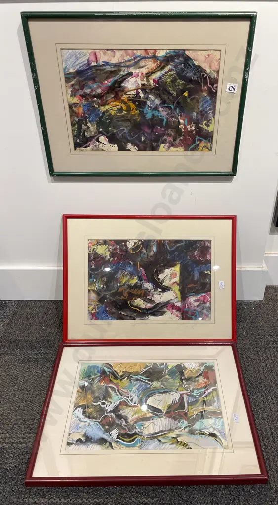 Payton - Set of Three Mixed Media Abstract Works Image 1++