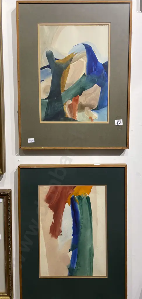 Eleanor Joel - Pair of Abstract Watercolours Image 1++