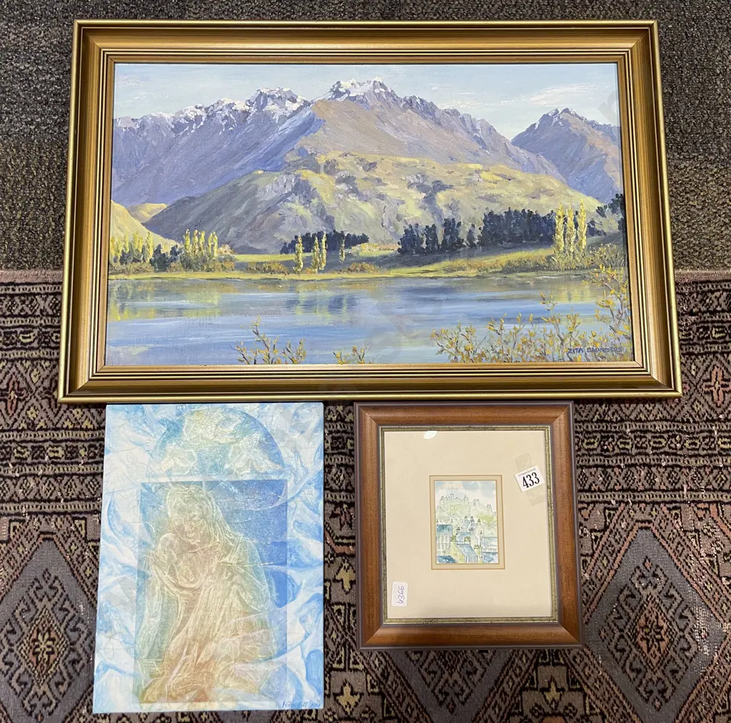 H Pimblott - Mixed Media Figural Study together with Scenic Oil & Other Image 1++