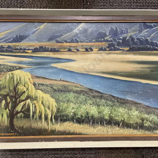 G W Edwards - Lakeside Landscape - Oil on Board