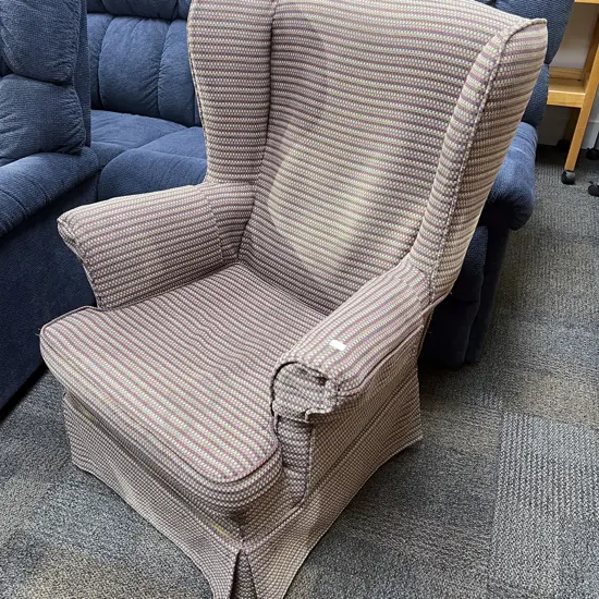 Upholstered Wingback Armchair together with Small Occasional Shelf
