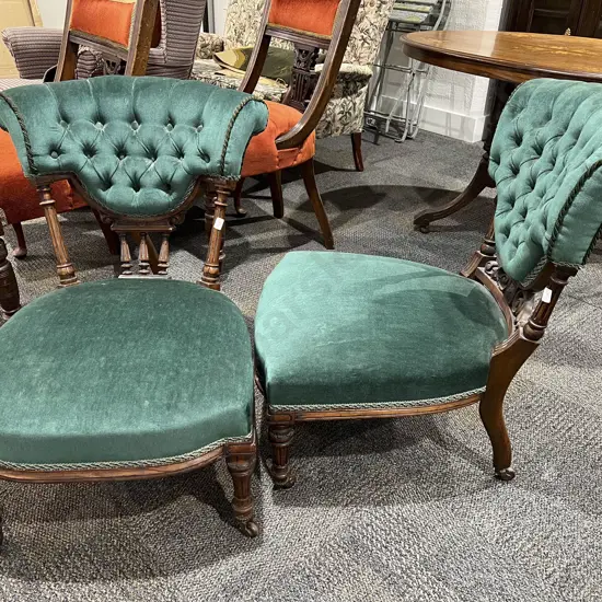 Pair of Vict Walnut Nursing Chairs