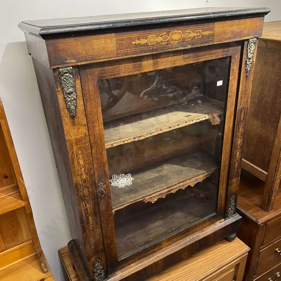 Vict Walnut Marquetry & Gilt Metal Mounted Pier Cabinet