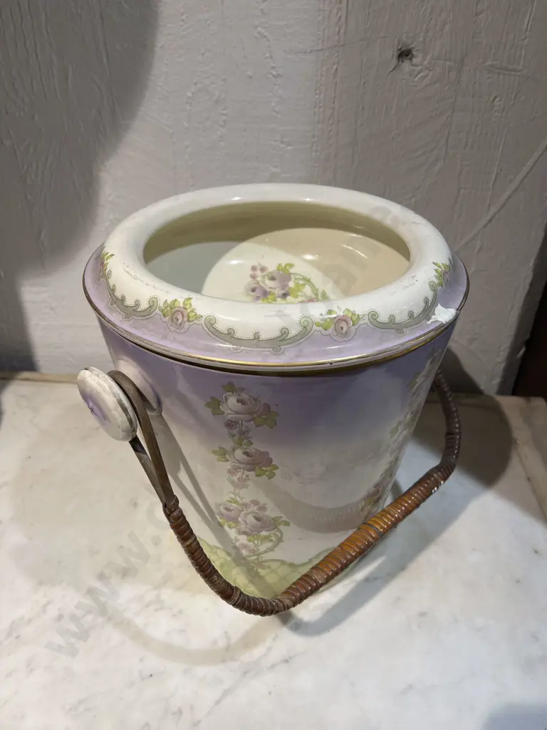 Floral Ceramic Jardiniere & Stand together with Slop Pail Image 1++
