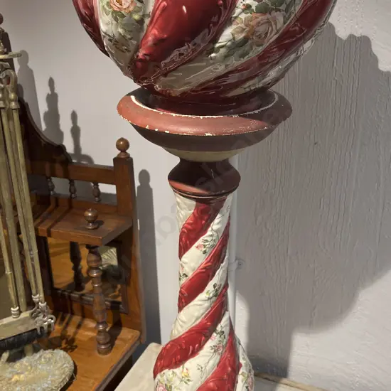 Floral Ceramic Jardiniere & Stand together with Slop Pail