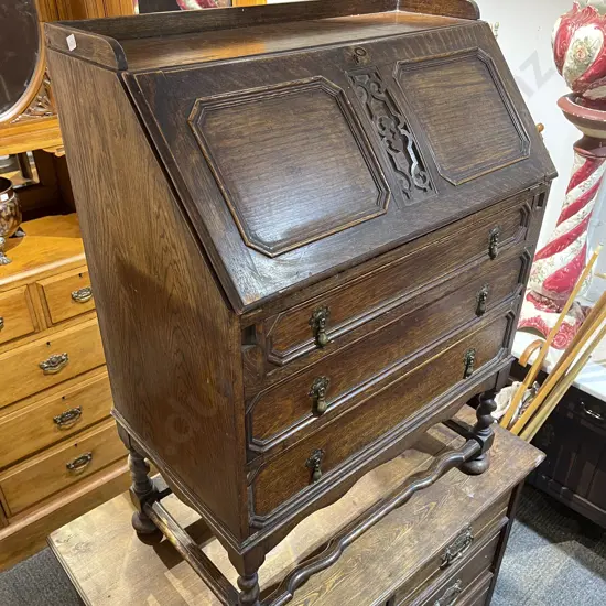 Chas II Style Oak Bureau
