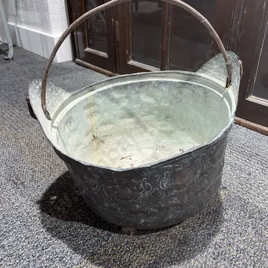 Embossed Copper Coal Bin