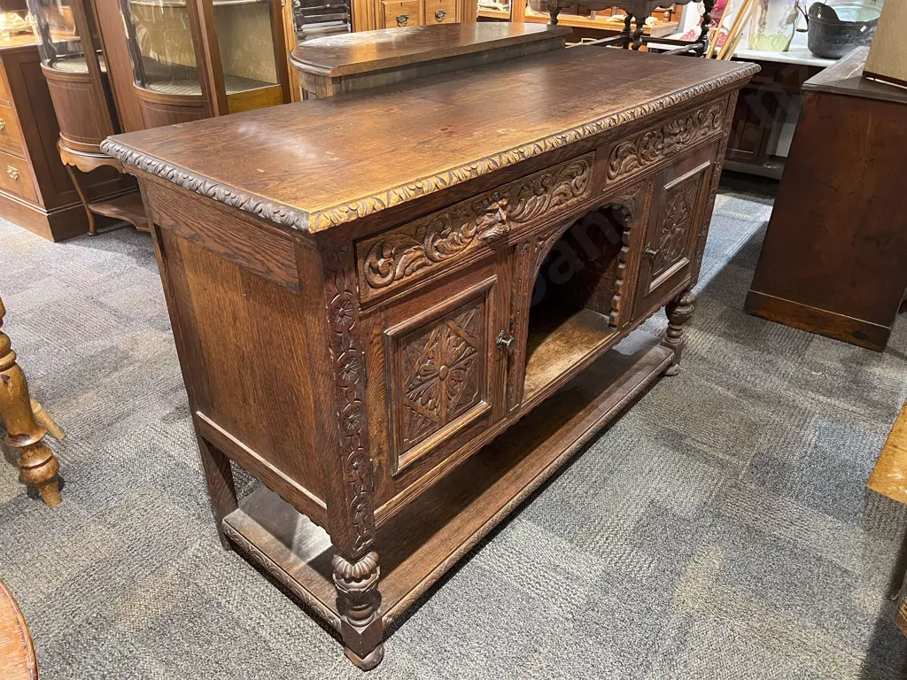 Edwardian Oak Sideboard Image 1++