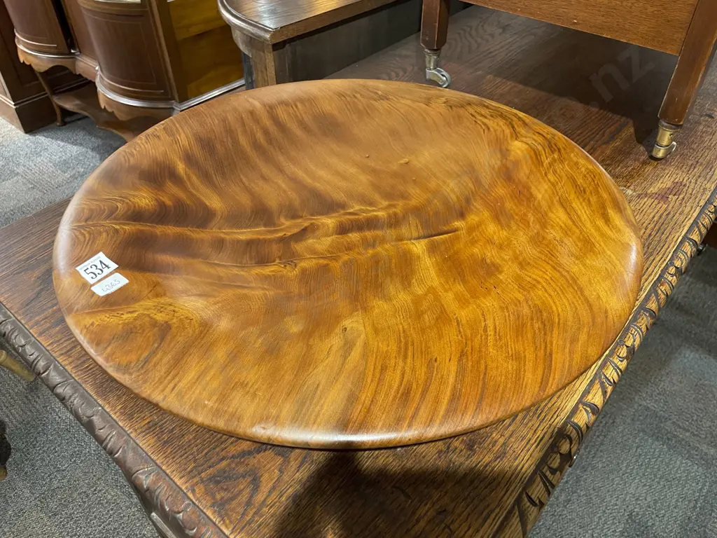 NZ Swamp Kauri Turned Shallow Bowl Image 1++