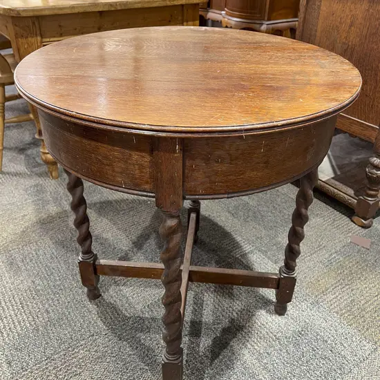 Oak Circular Barley Twist Occasional Table