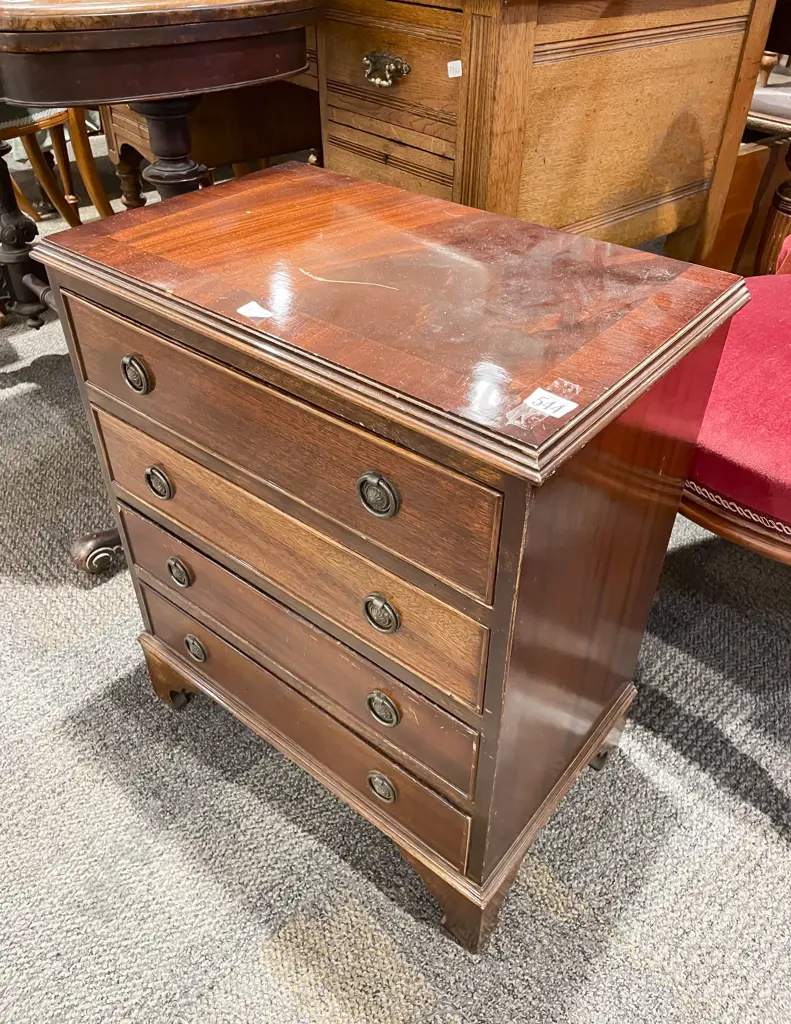 Small Mahogany Repro Four Drawer Chest Image 1++