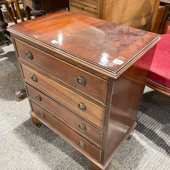 Small Mahogany Repro Four Drawer Chest