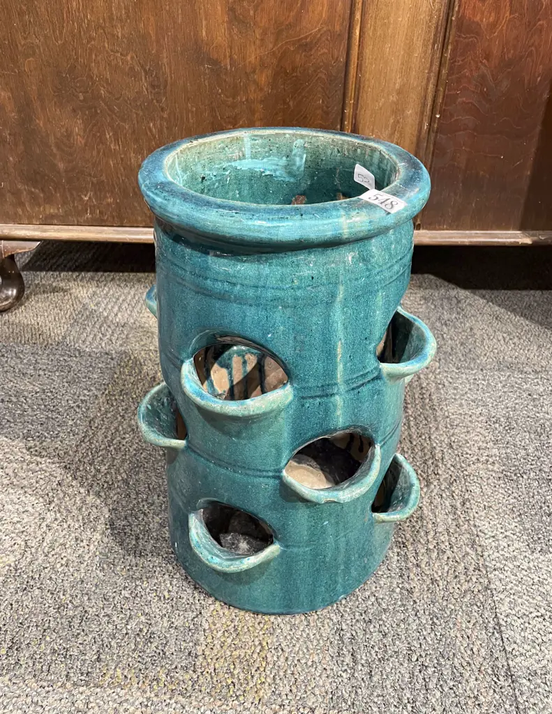 Teal Glazed Terracotta Planter Image 1++