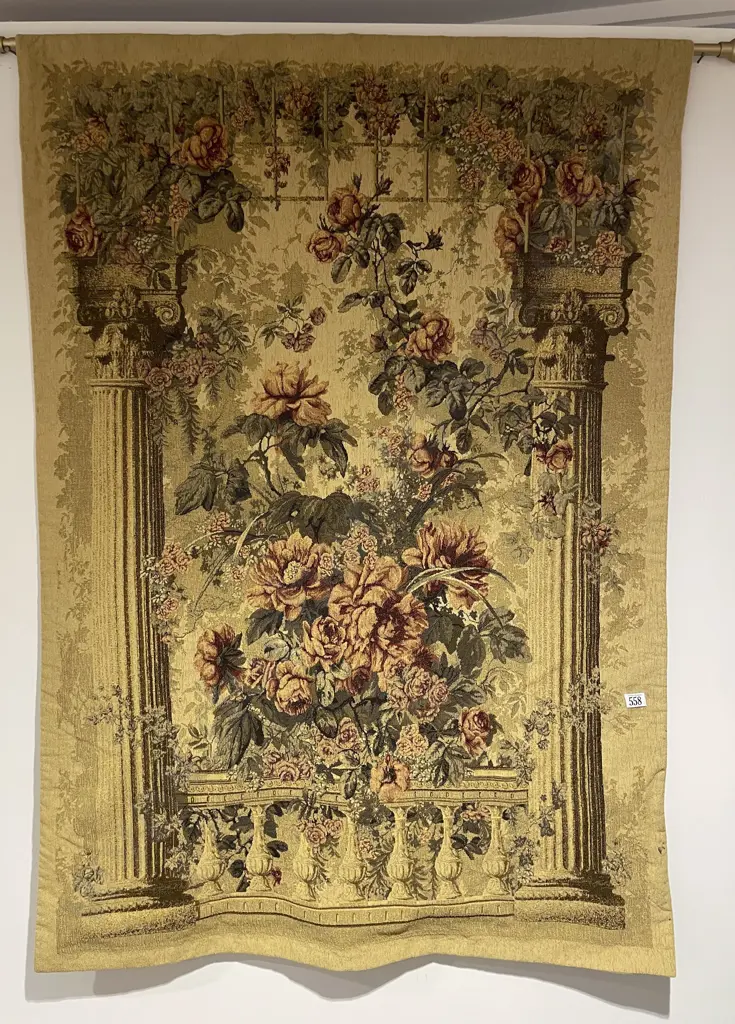 Modern Louis XIV Style Floral Hanging Tapestry Image 1++
