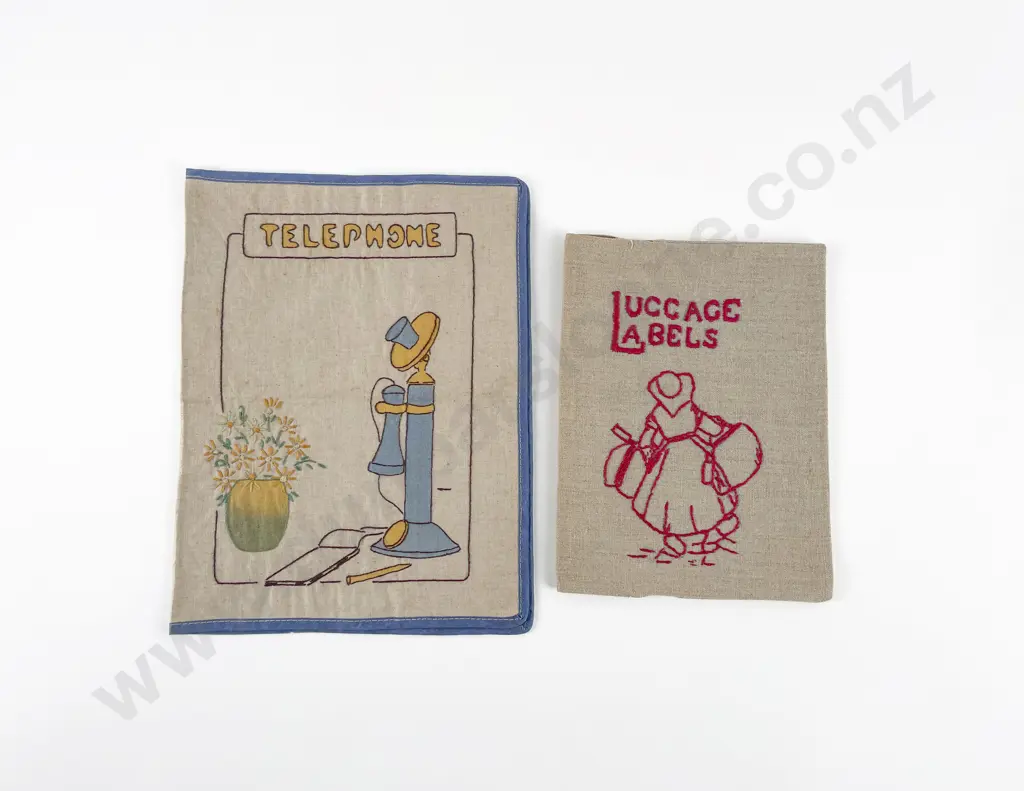Embroidered Linen Luggage Labels Holder & Telephone Book Cover Image 1++