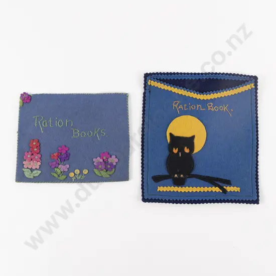 Two 1940s Felt Ration Book Covers