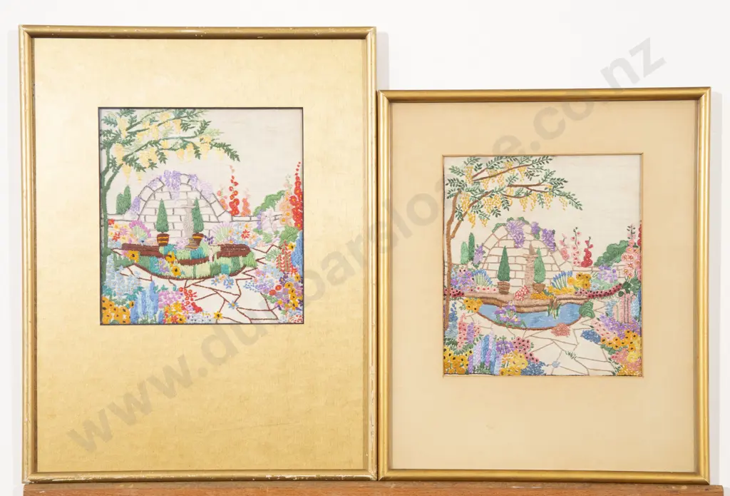 Two Late C1930s Framed Embroidered Pictures Image 1++