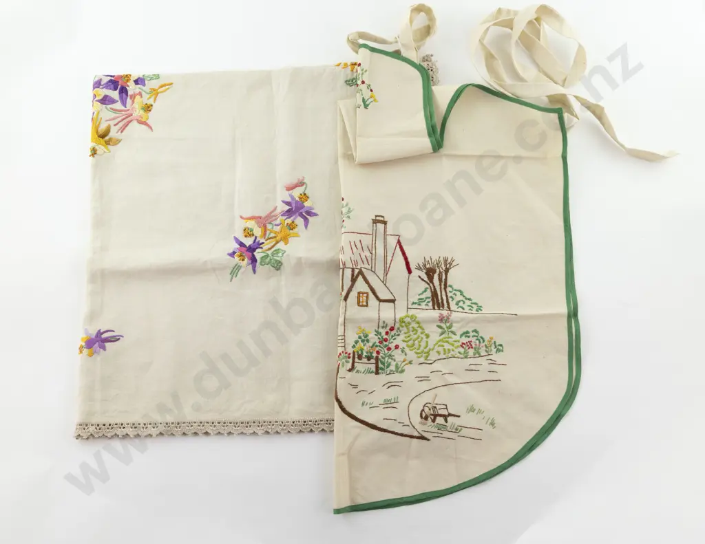 C1950's Teacloth & C 1930's Apron Image 1++