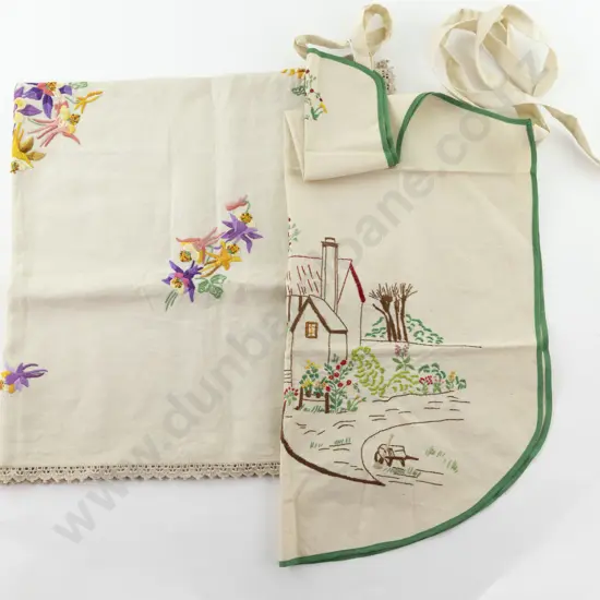 C1950's Teacloth & C 1930's Apron