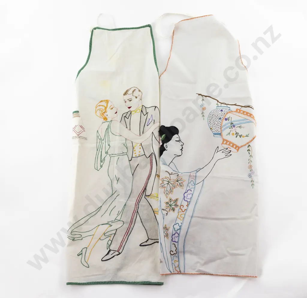 Two Hand Embroidered Aprons Image 1++