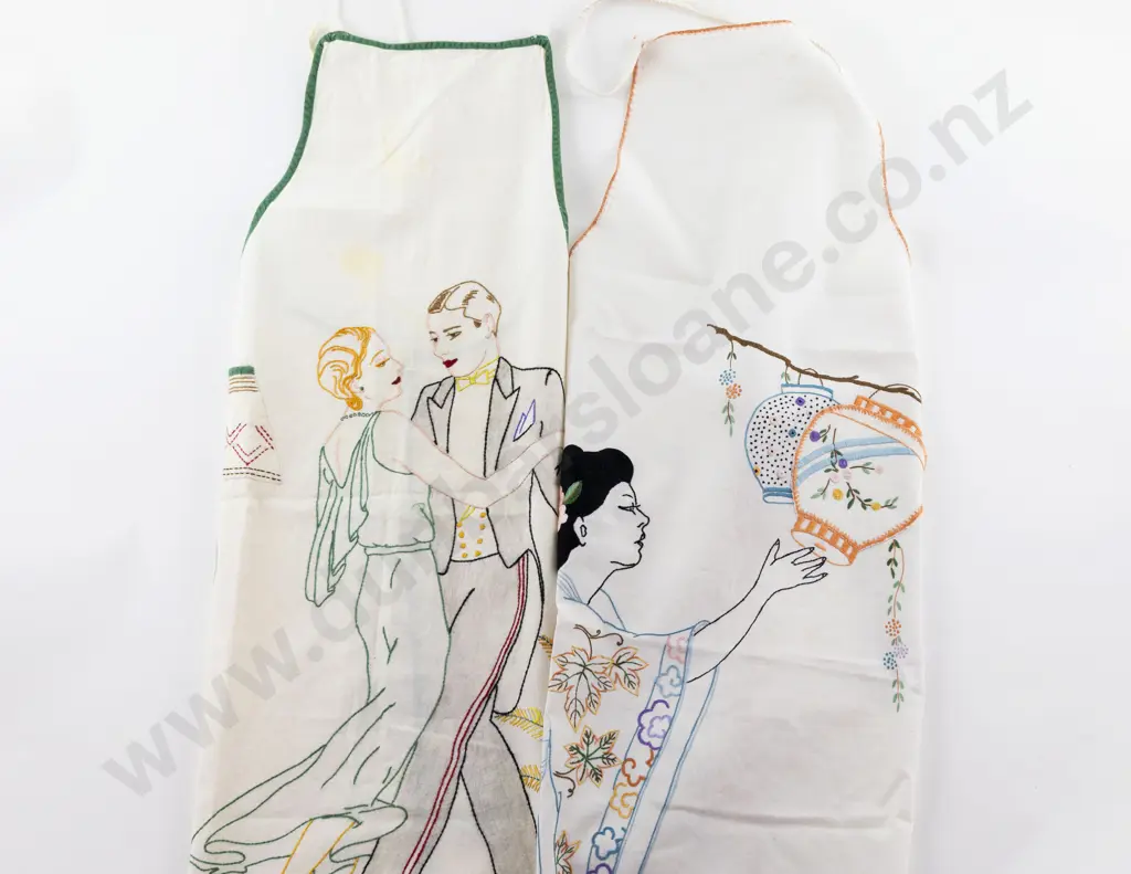 Two Hand Embroidered Aprons Image 1++
